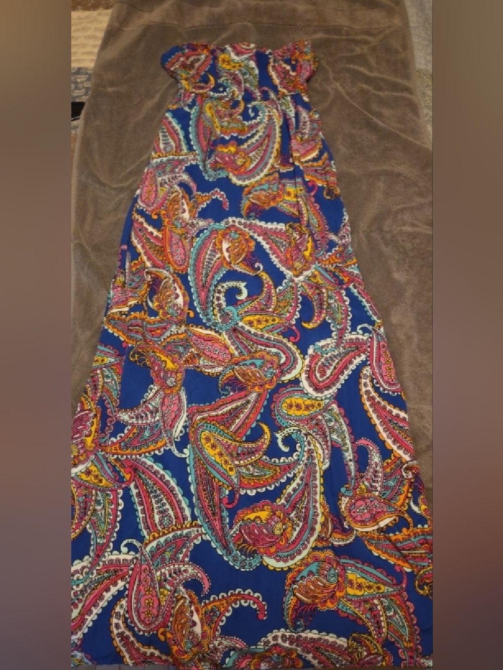 Banana Republic Blue Paisley Strapless Maxi Dress  Multi